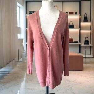 Pure Collection 100% Cashmere Boyfriend Cardigan Button Front Sweater Size 12